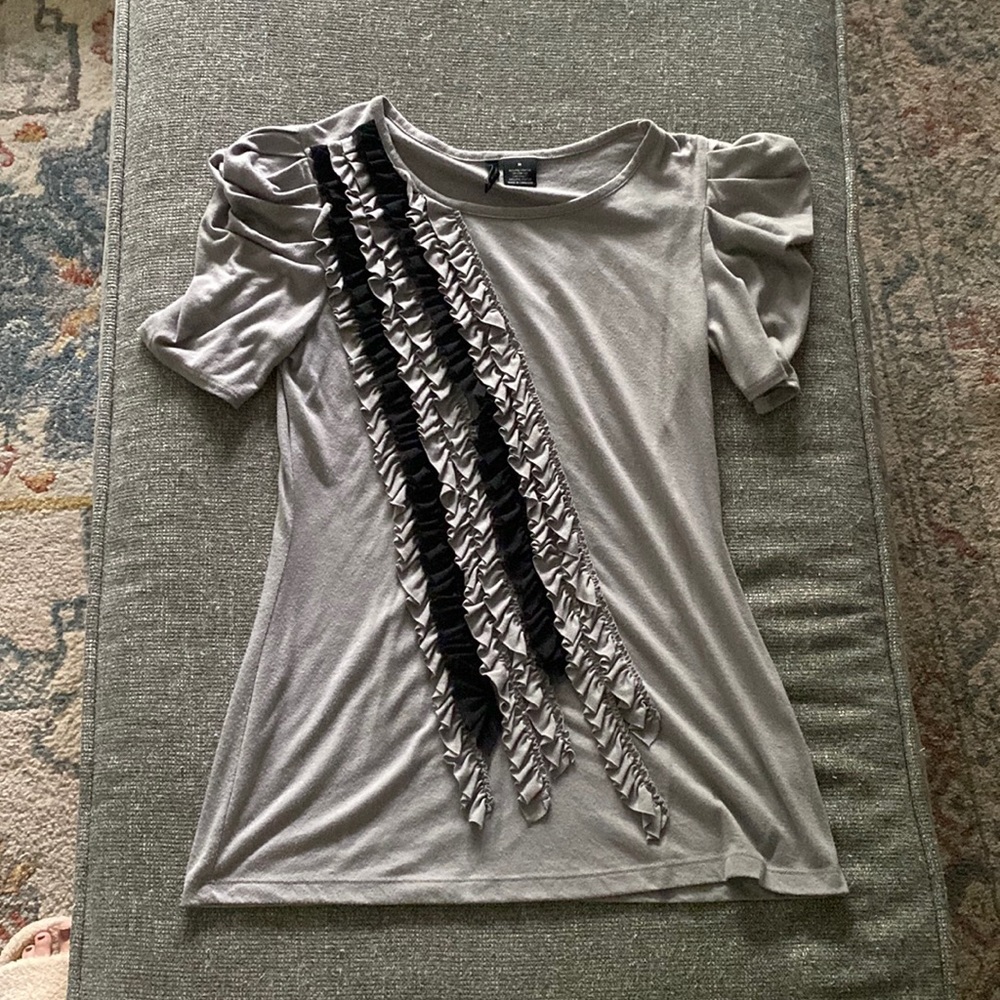 Grey Ruffle Sleeve Women’s Top